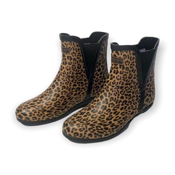 London Fog Women's Piccadilly Rain Boot 6 New Leopard Tan Black Animal Chelsea - Picture 1 of 12